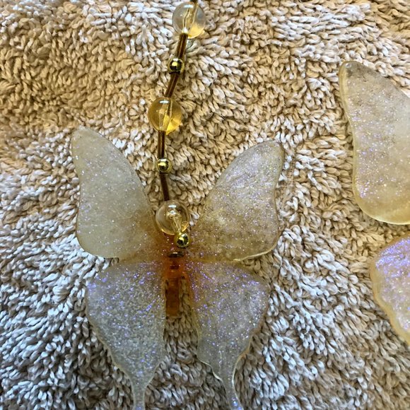 Beaded Butterfly Suncatcher Pastel Clear Crystal Prism Hanging Patio Decor Yard - Picture 4 of 5